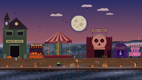 Haunted Pier: an animated pixel-art diorama