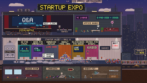 Startup Expo: an animated pixel-art diorama